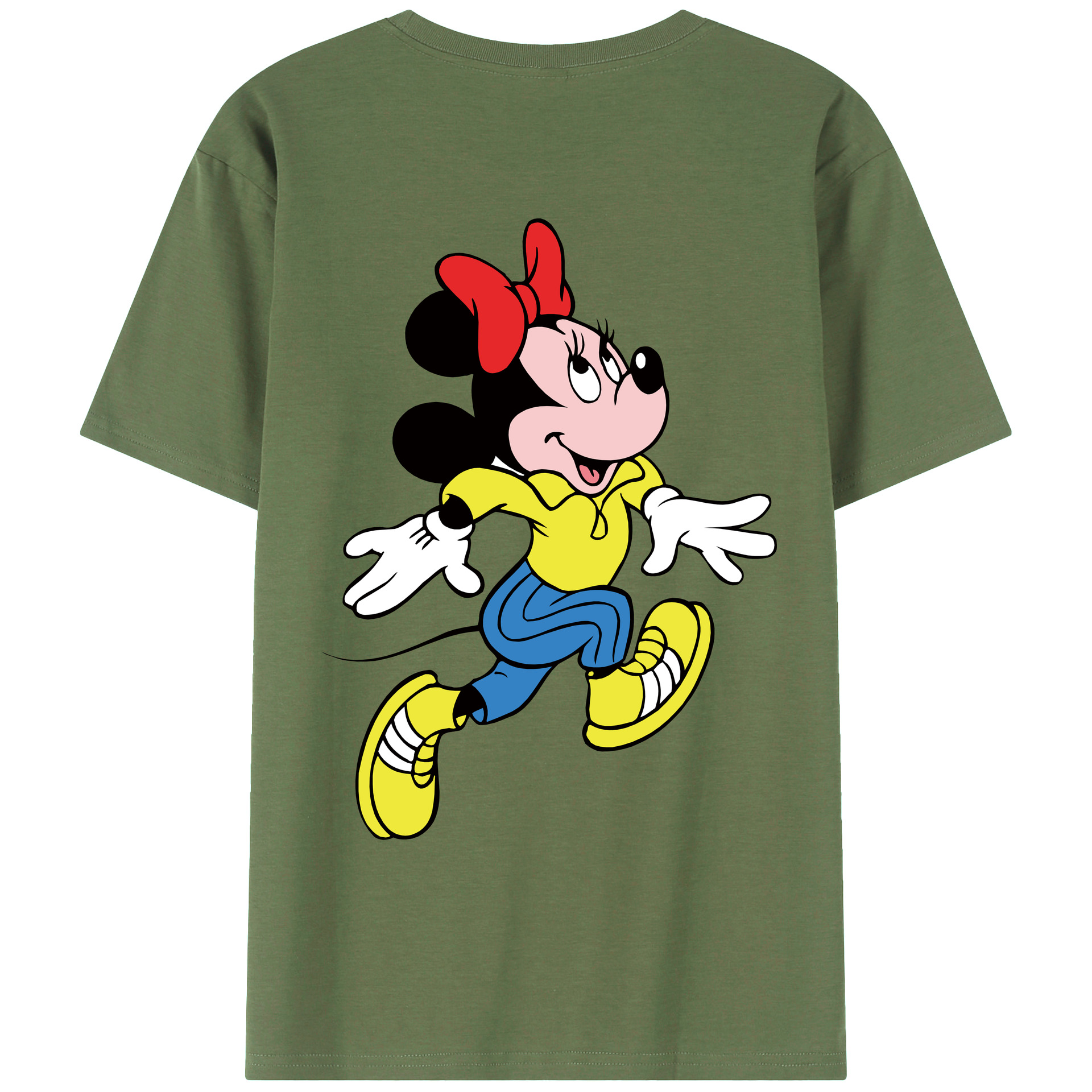 ミッキーマウス Mickey Mouse 綿100％ メンズ半袖Tシャツ（バックプリント） 通気性
